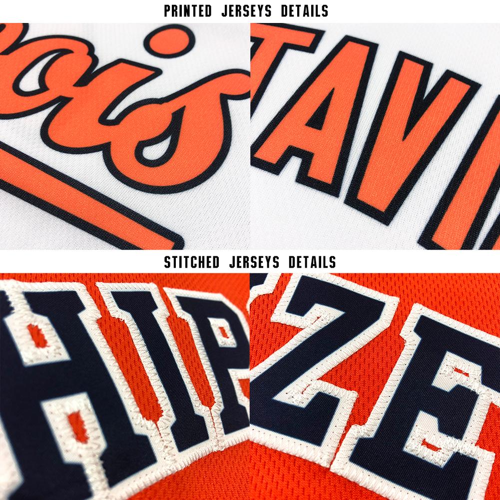 White & Orange-Black Baseball Jersey | Customizable Name and Number
