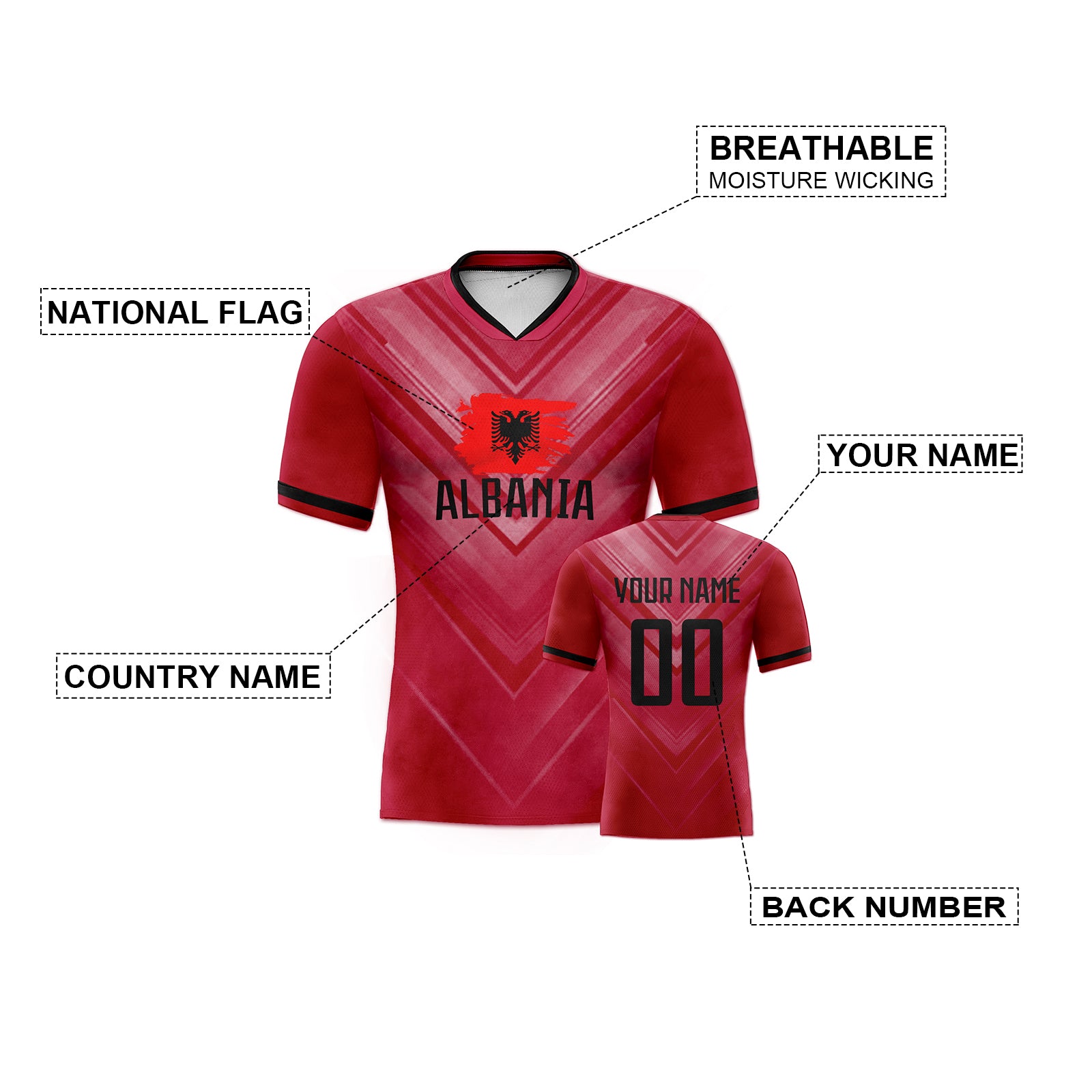 Custom Red White Mesh Football Jersey | Personalized Authentic Team Style Shirt