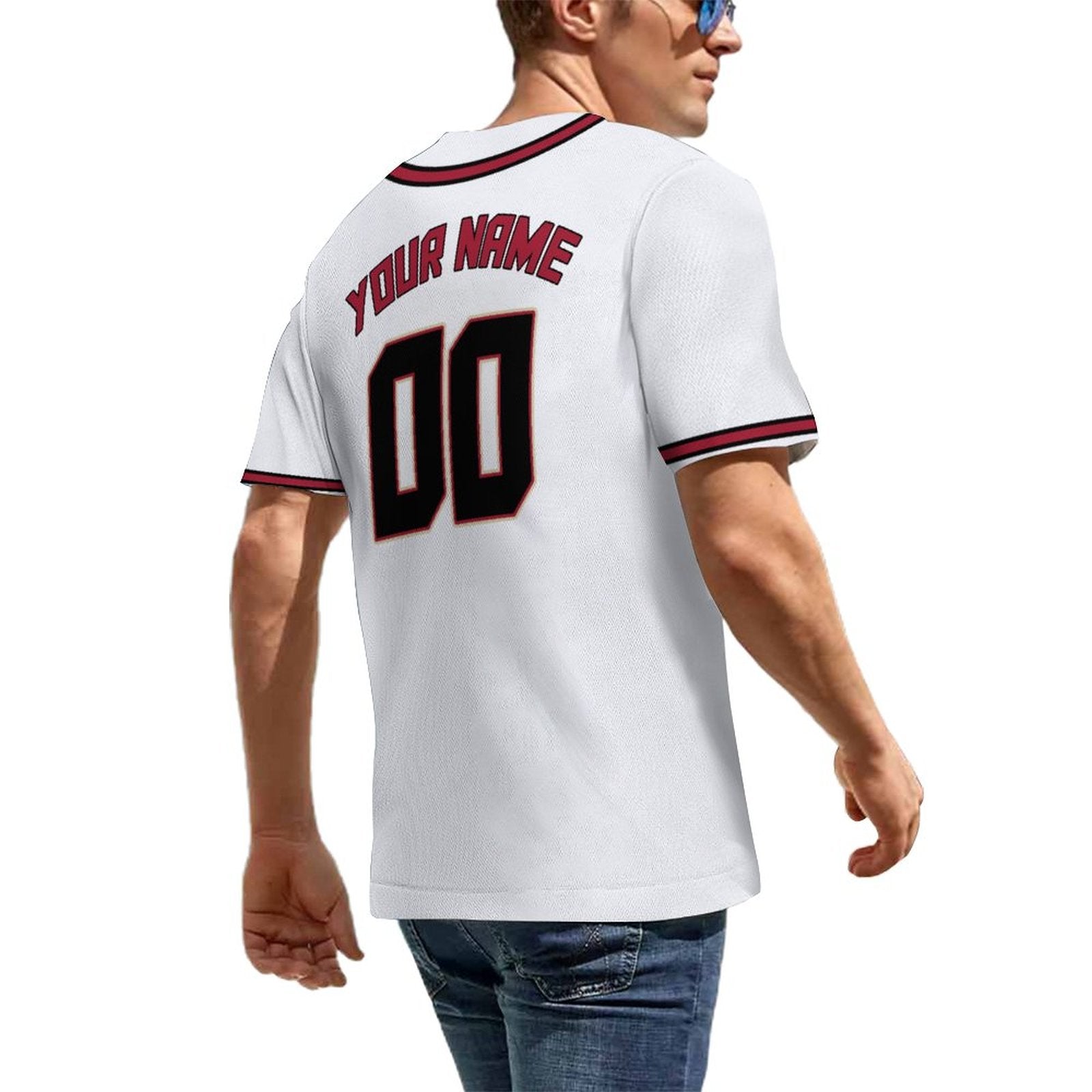 Made-to-Order Baseball Jersey | White Black-Red Custom Player Name & Number Shirt