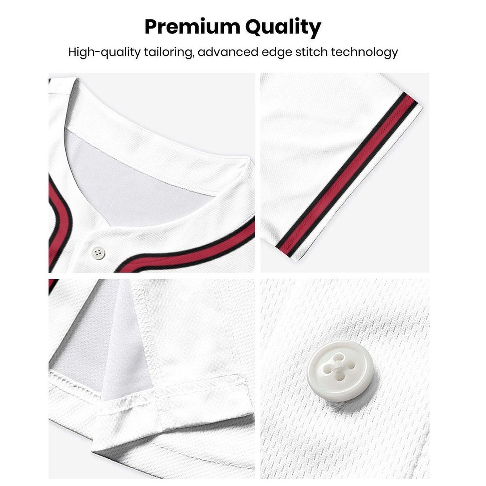 Made-to-Order Baseball Jersey | White Black-Red Custom Player Name & Number Shirt