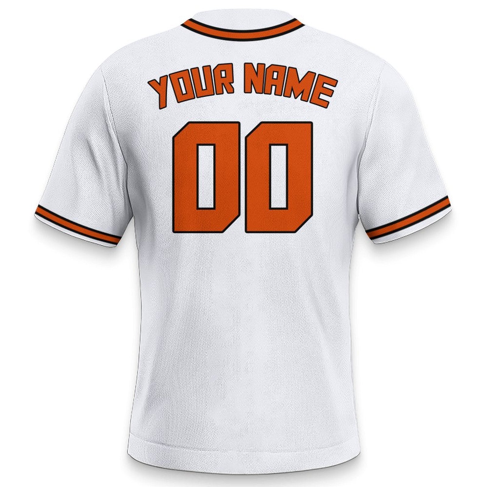 White & Orange-Black Baseball Jersey | Customizable Name and Number