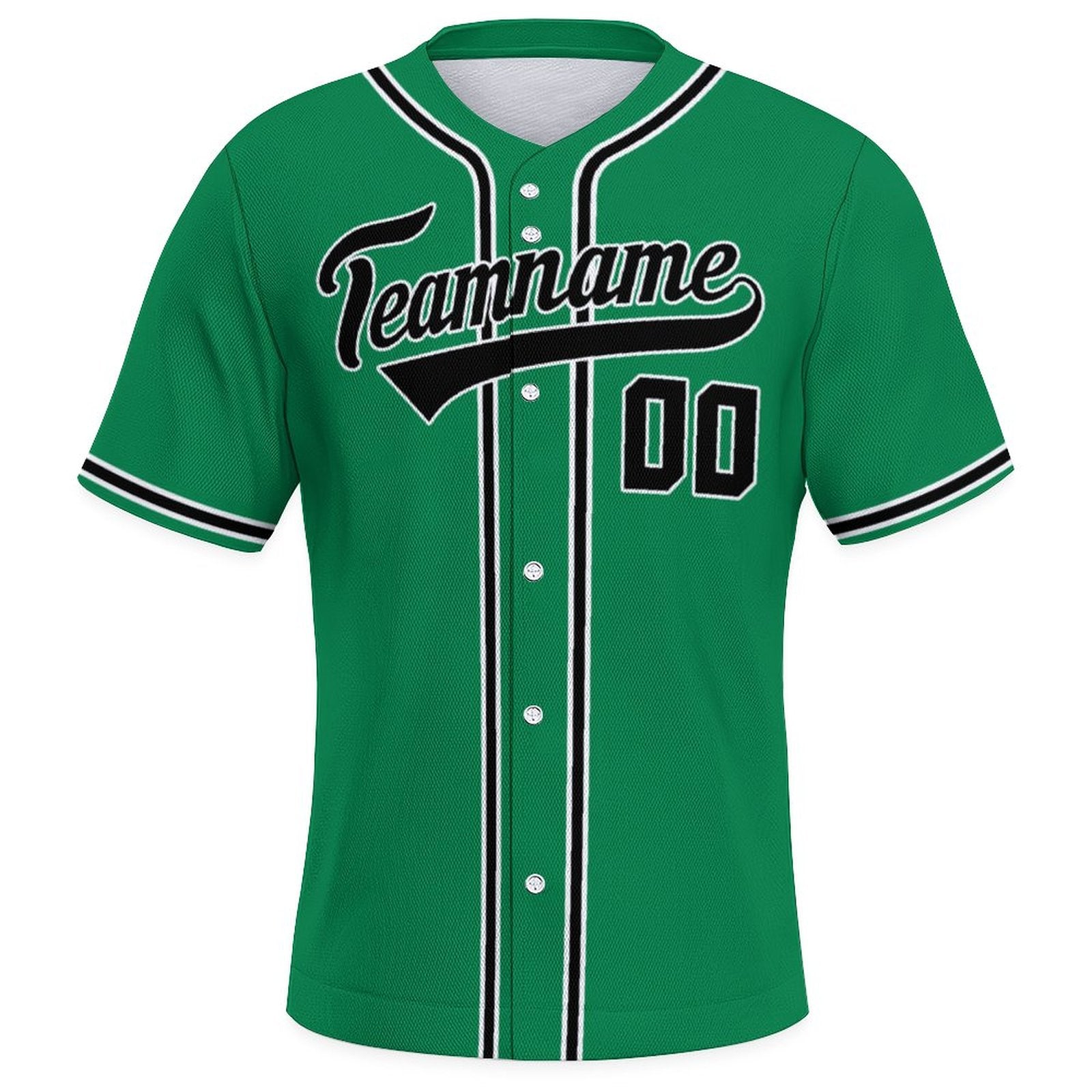 Custom Kelly Green Black-White Baseball Jersey | Personalized Name & Number Shirt