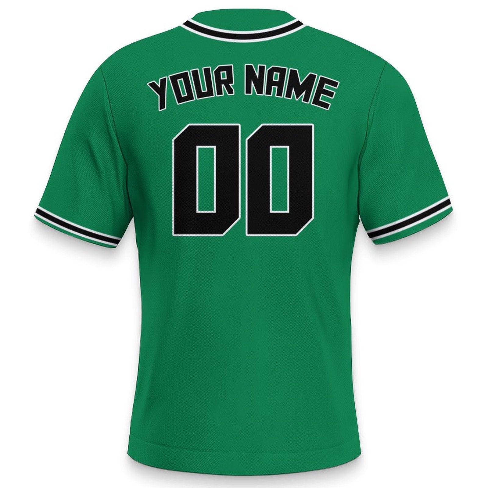 Custom Kelly Green Black-White Baseball Jersey | Personalized Name & Number Shirt