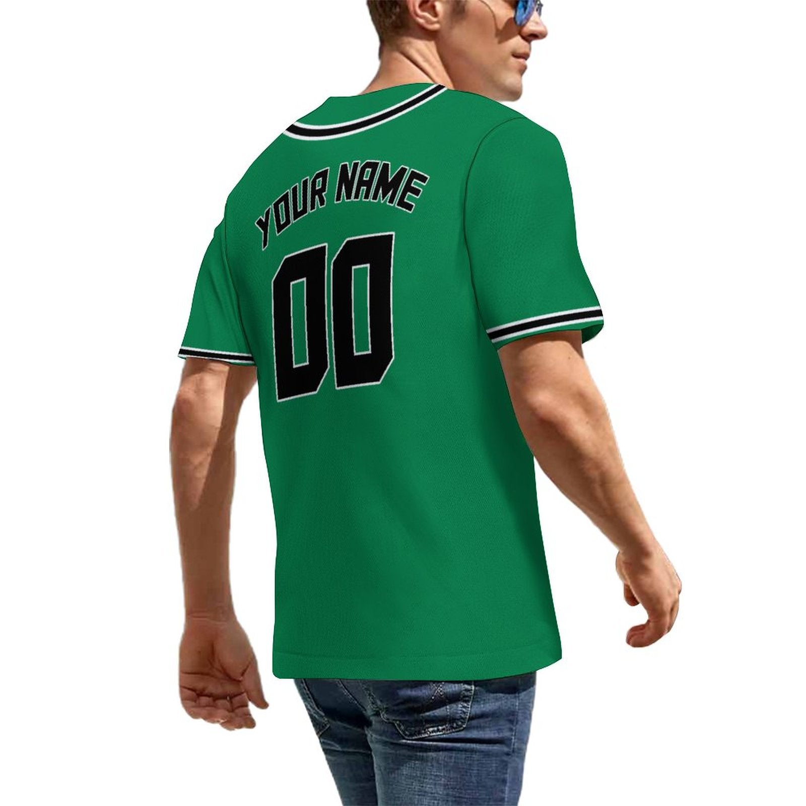 Custom Kelly Green Black-White Baseball Jersey | Personalized Name & Number Shirt