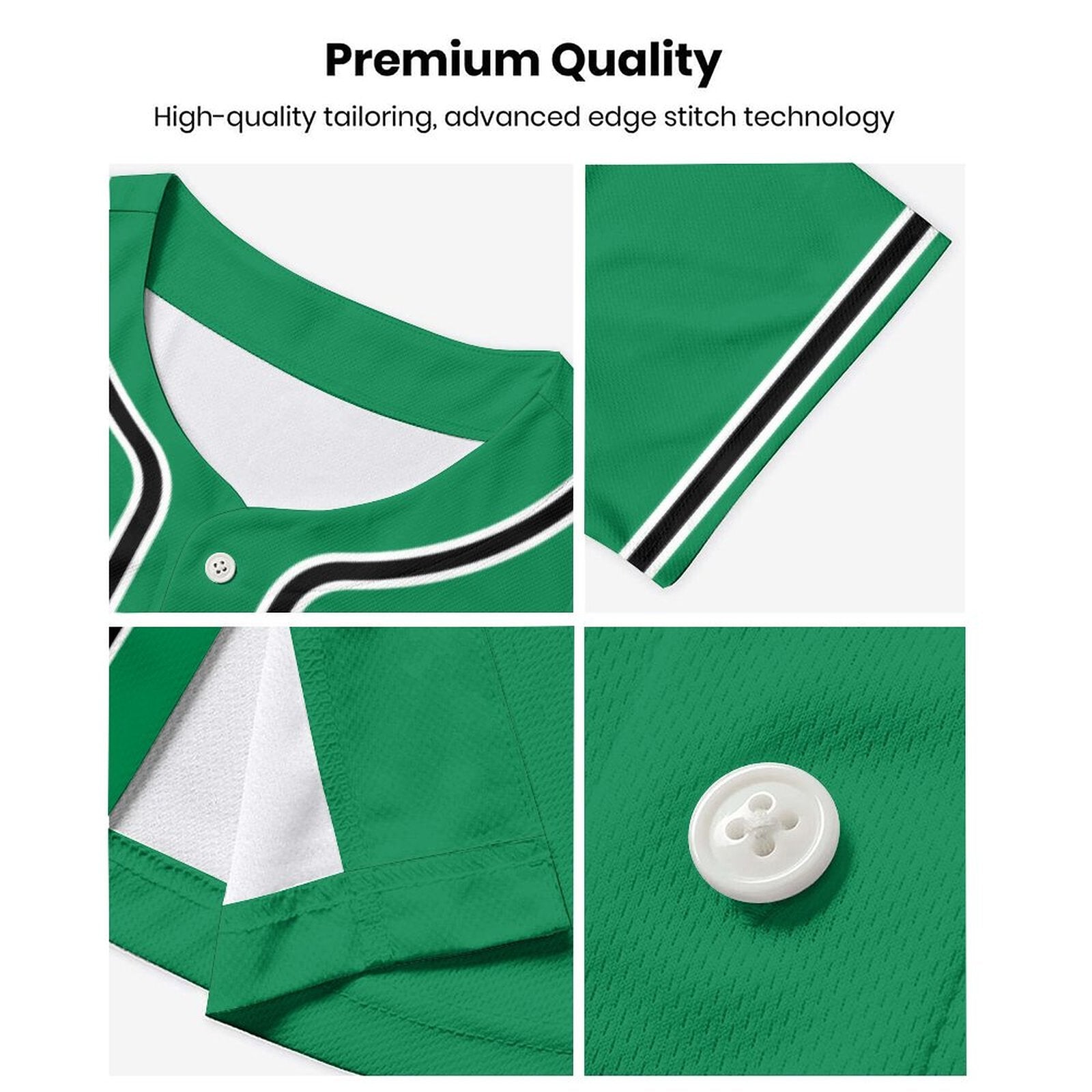 Custom Kelly Green Black-White Baseball Jersey | Personalized Name & Number Shirt