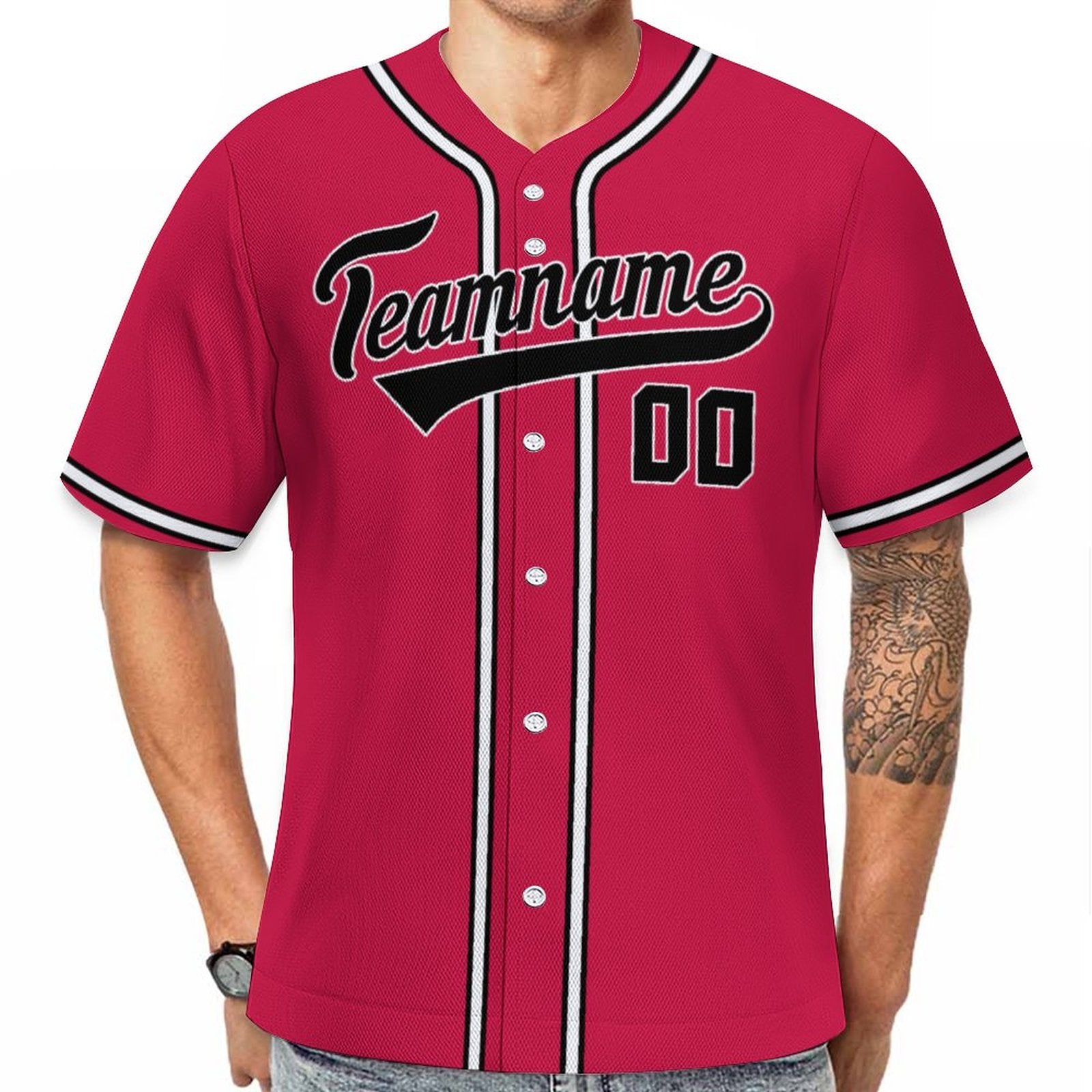 Custom Red Black-White Baseball Jersey | Personalized Authentic Team Style Shirt