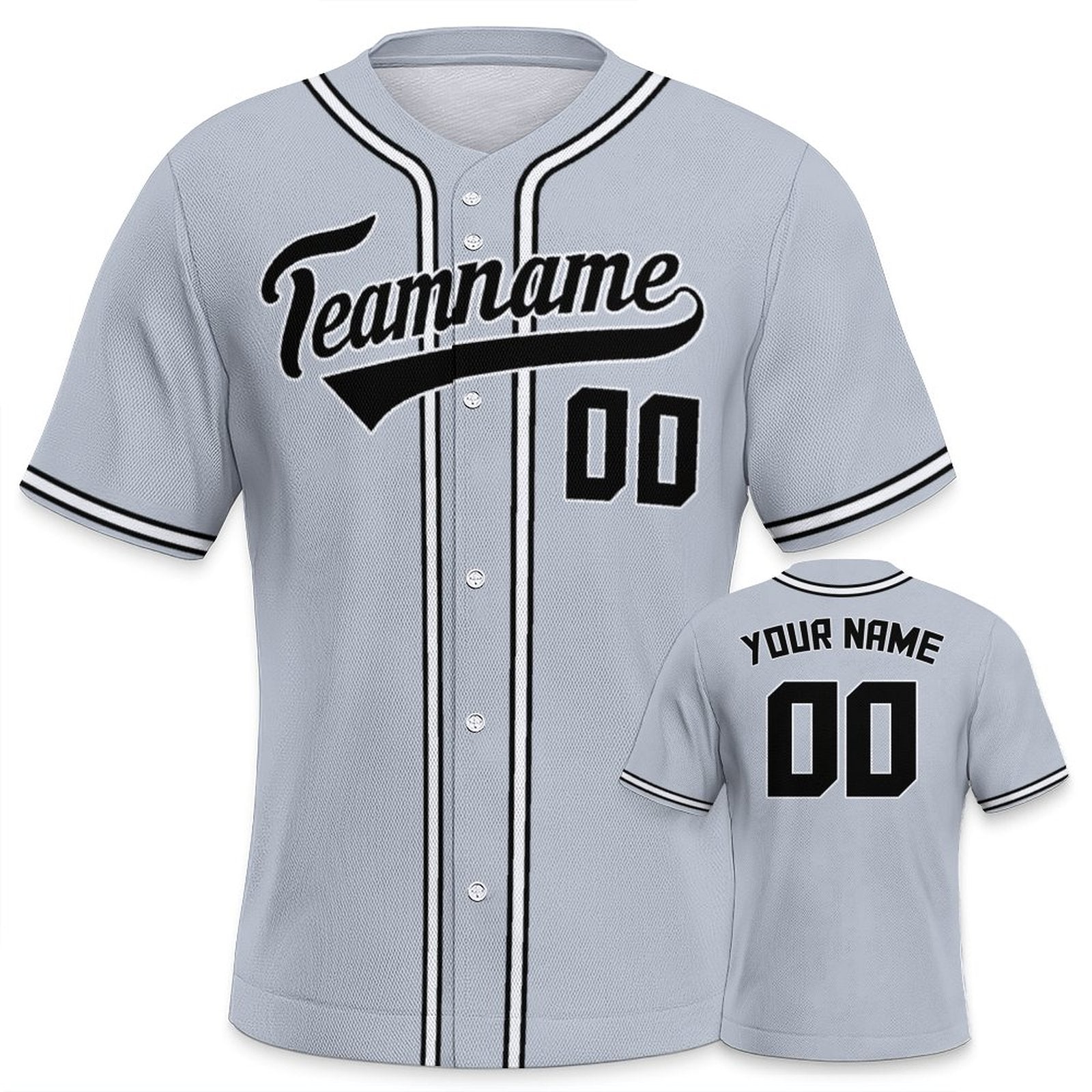 Custom Gray Black-White Baseball Jersey | Name and Number Personalization for Team Practice