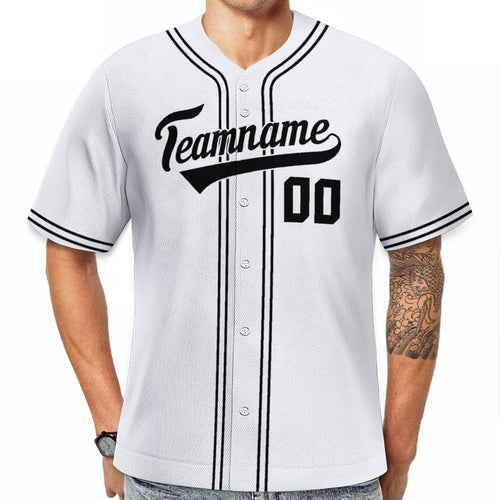 Baseball Team Jersey with Custom Name and Number | White Black Personalized Sportswear