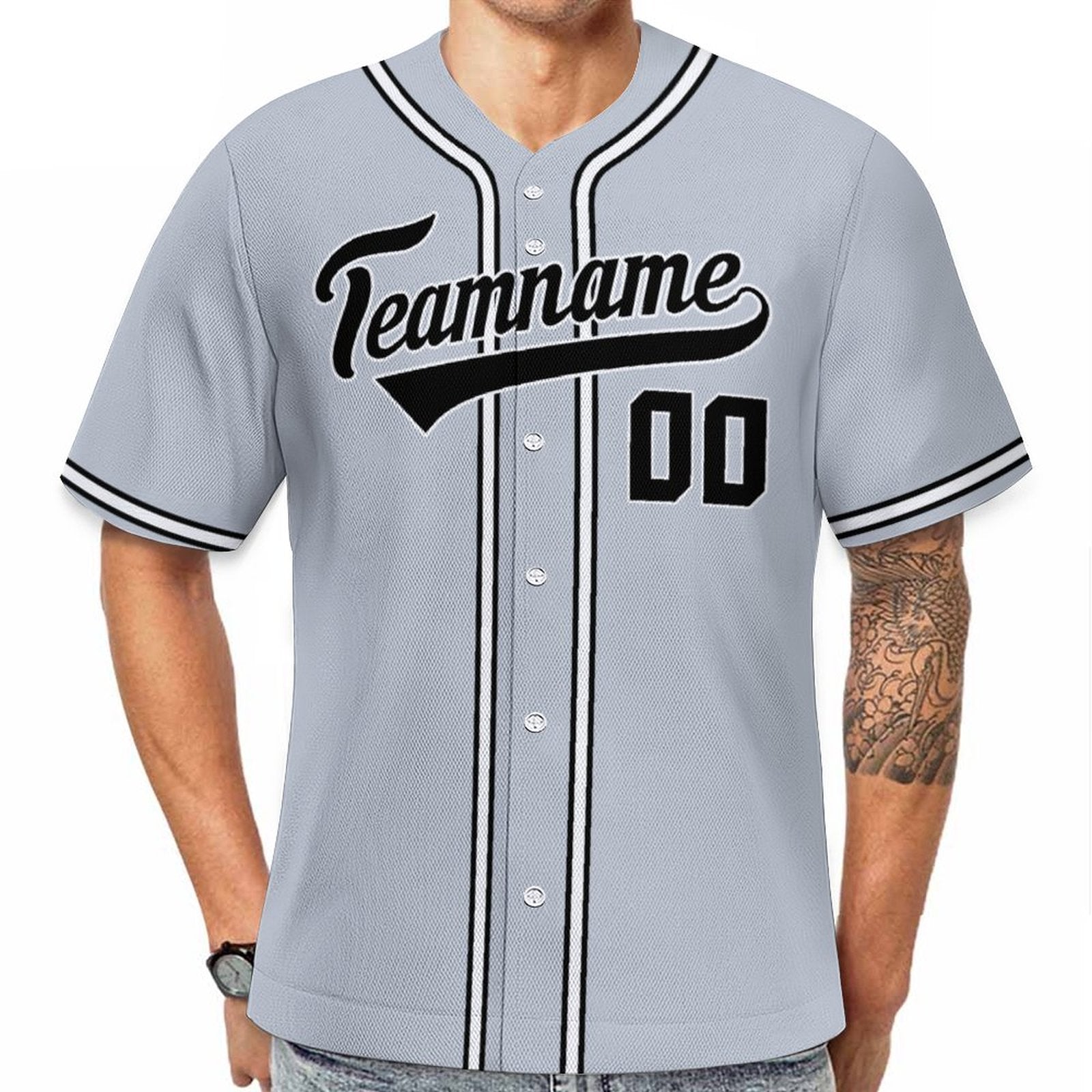 Custom Gray Black-White Baseball Jersey | Name and Number Personalization for Team Practice