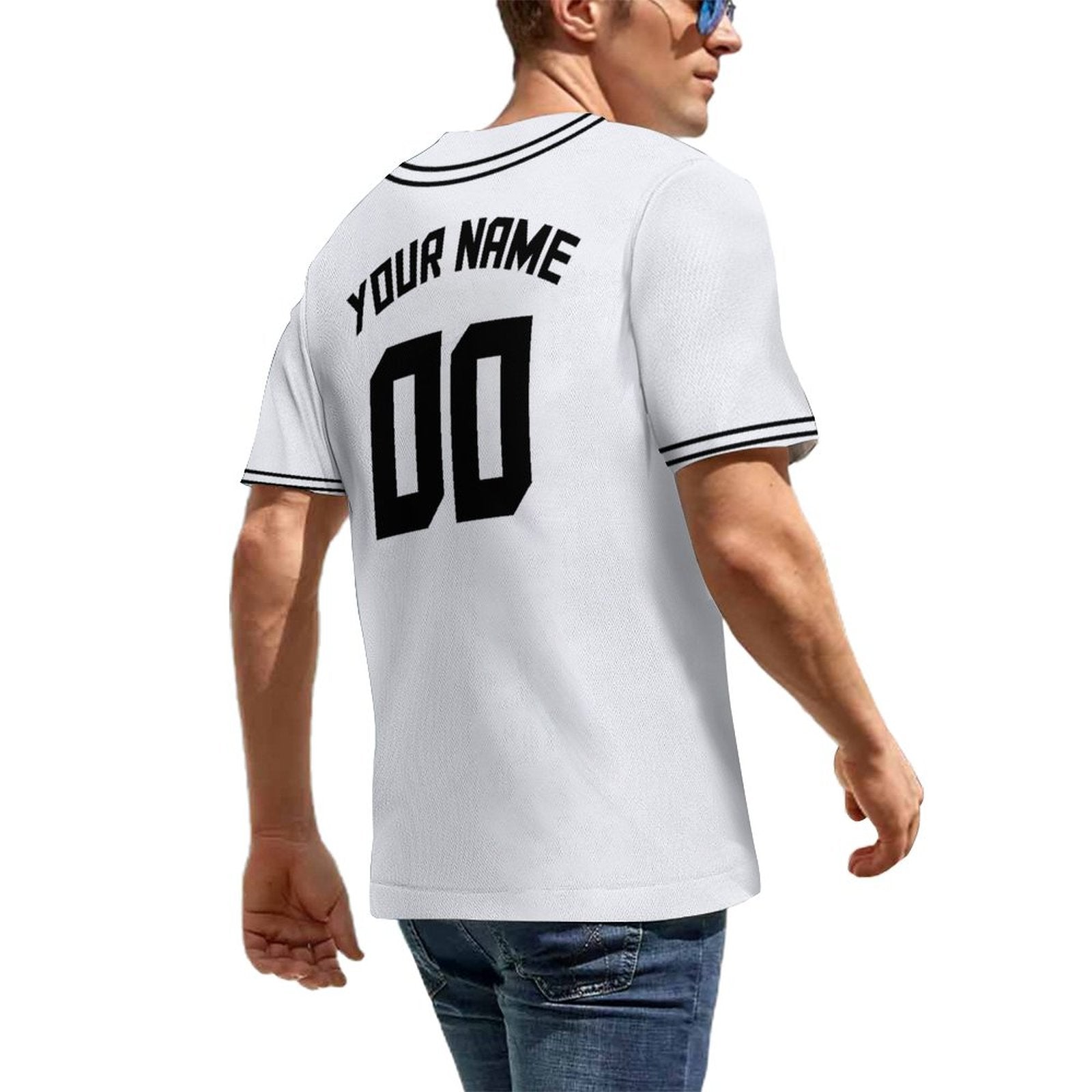 Baseball Team Jersey with Custom Name and Number | White Black Personalized Sportswear