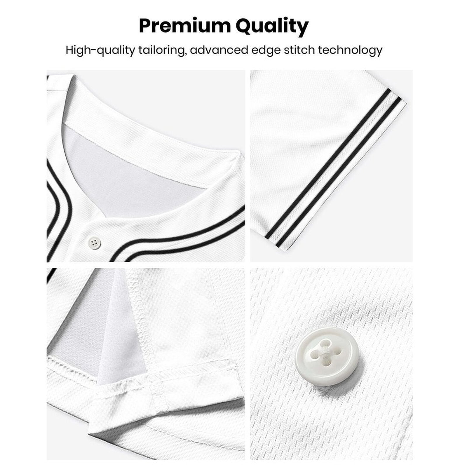 Baseball Team Jersey with Custom Name and Number | White Black Personalized Sportswear