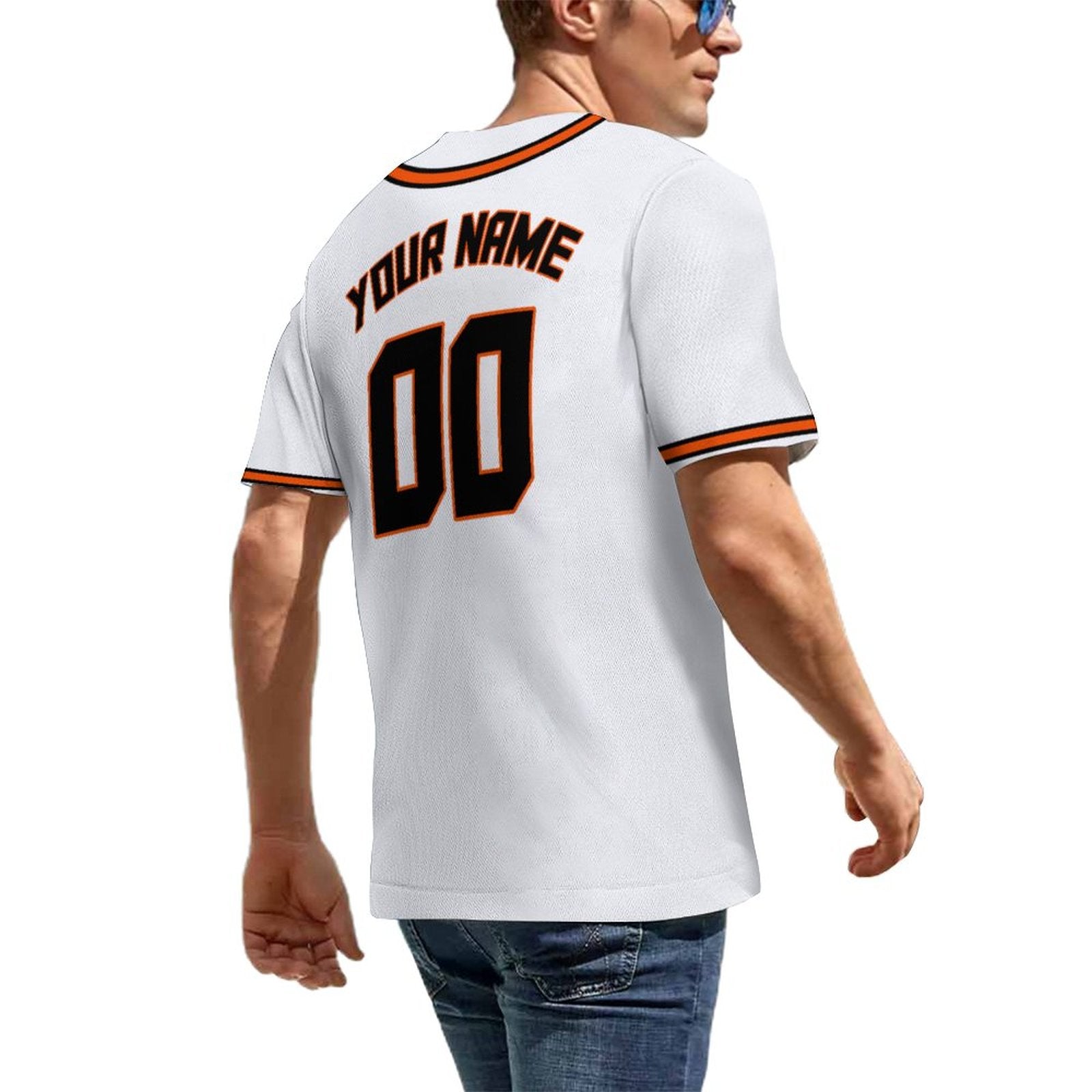Personal-Use Baseball Jersey | White Black-Orange Custom TextName and Number Option