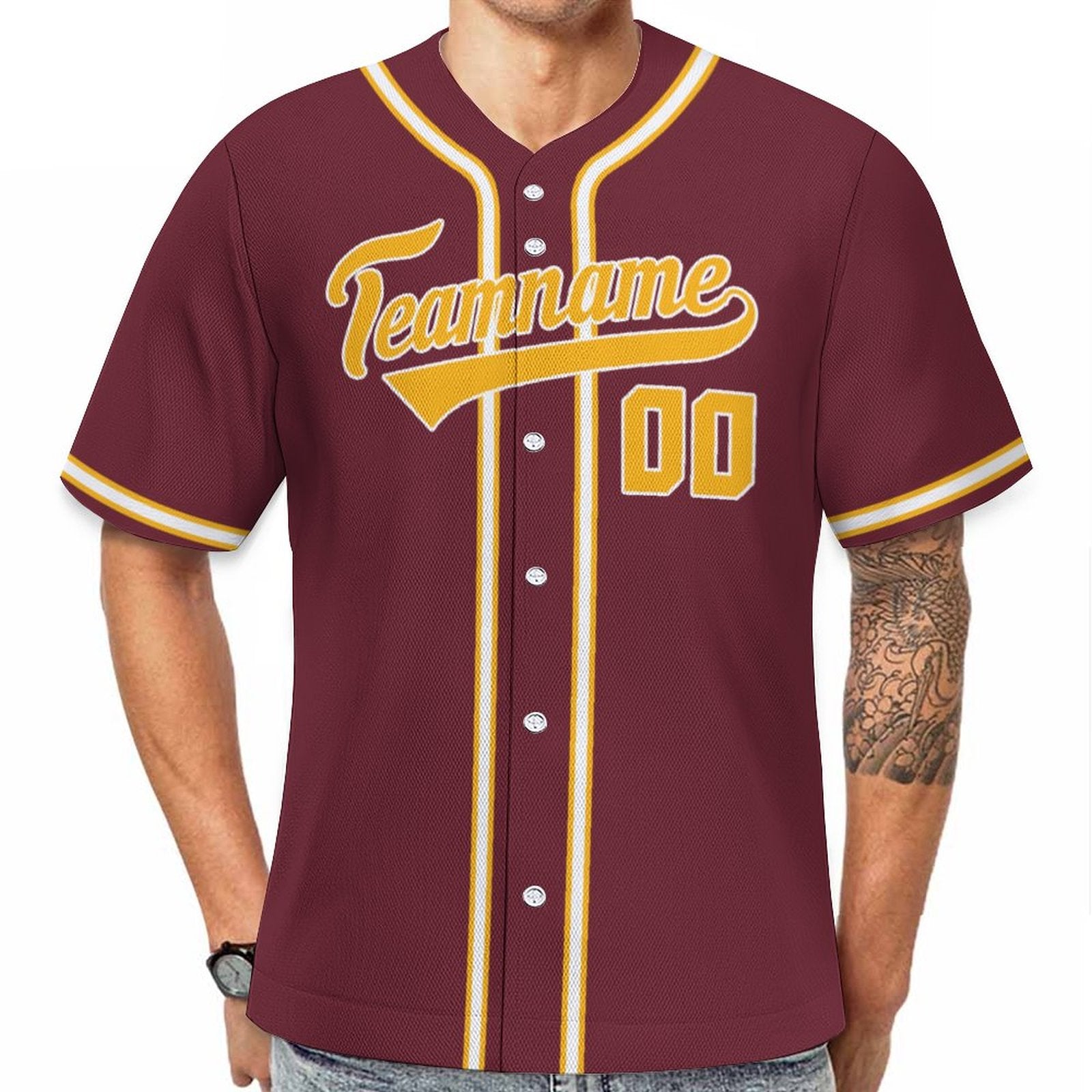 Custom Red & White Gold Baseball Jersey | Perfect for Training and Team Play