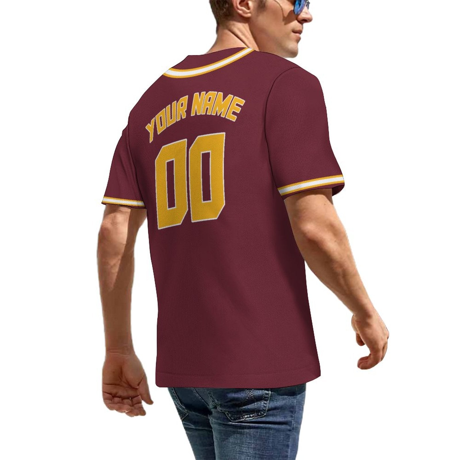 Custom Red & White Gold Baseball Jersey | Perfect for Training and Team Play