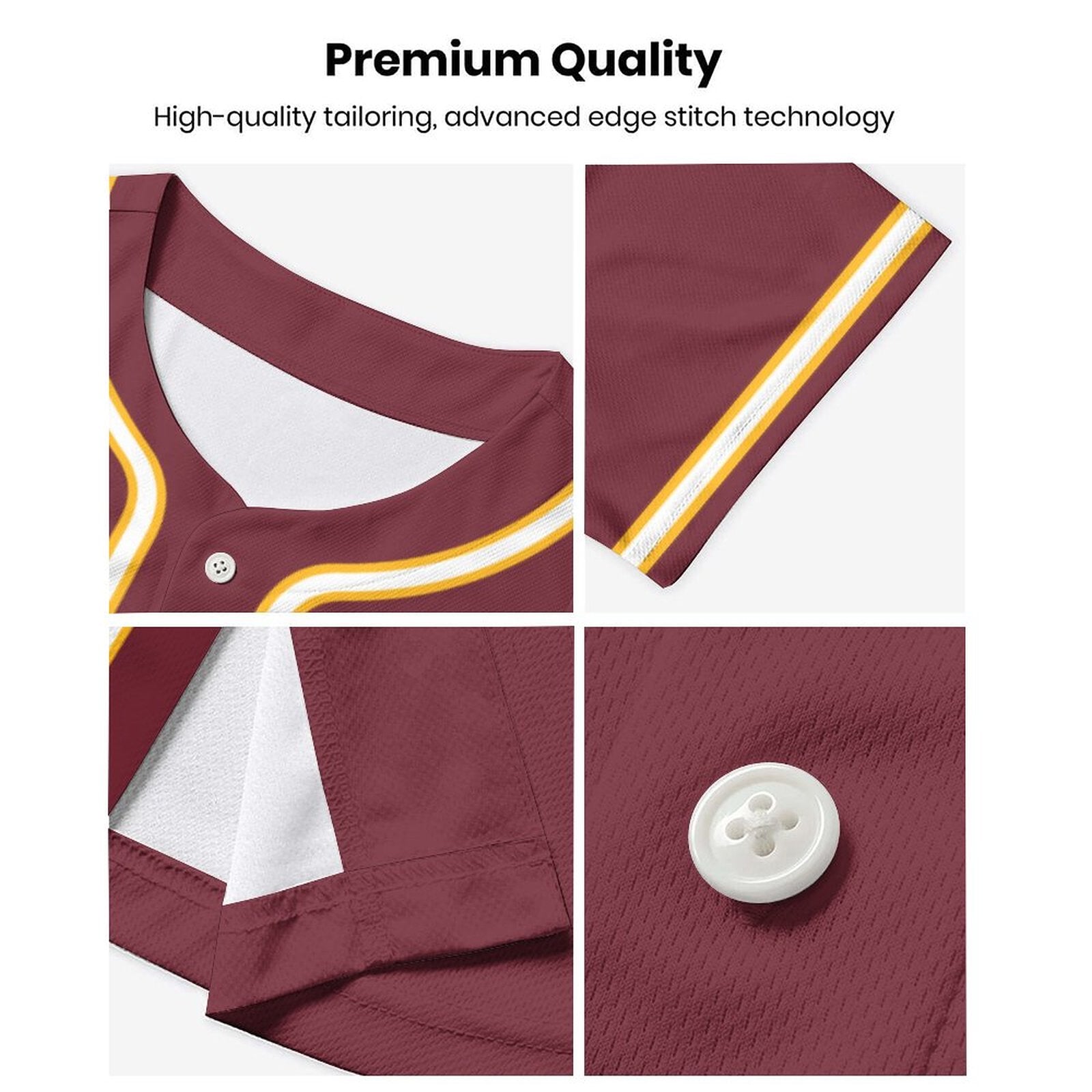 Custom Red & White Gold Baseball Jersey | Perfect for Training and Team Play