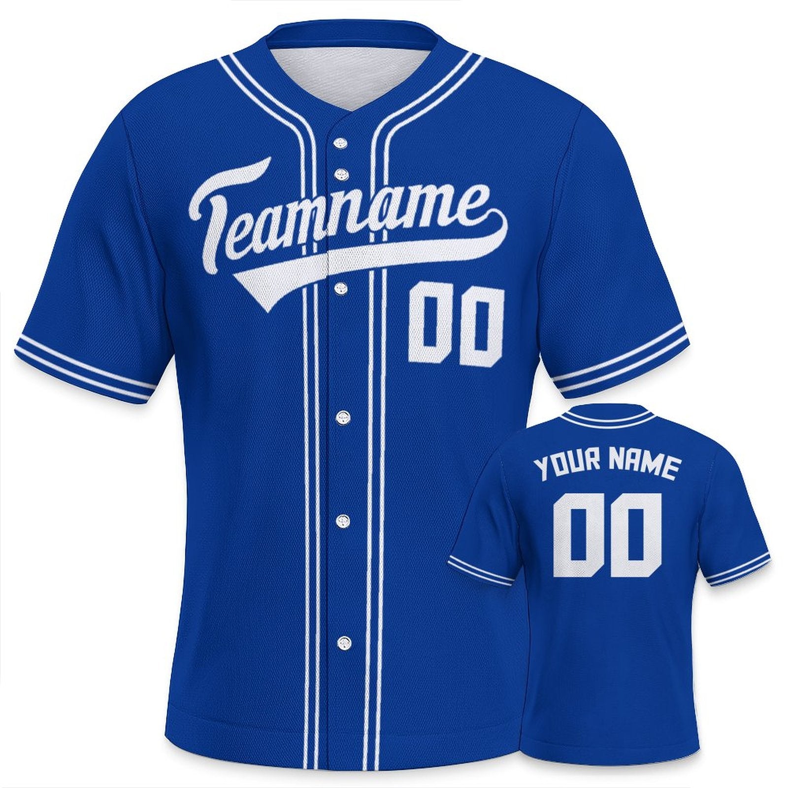 Custom Baseball Jersey with Name & Number | Royal White Breathable Team Shirt