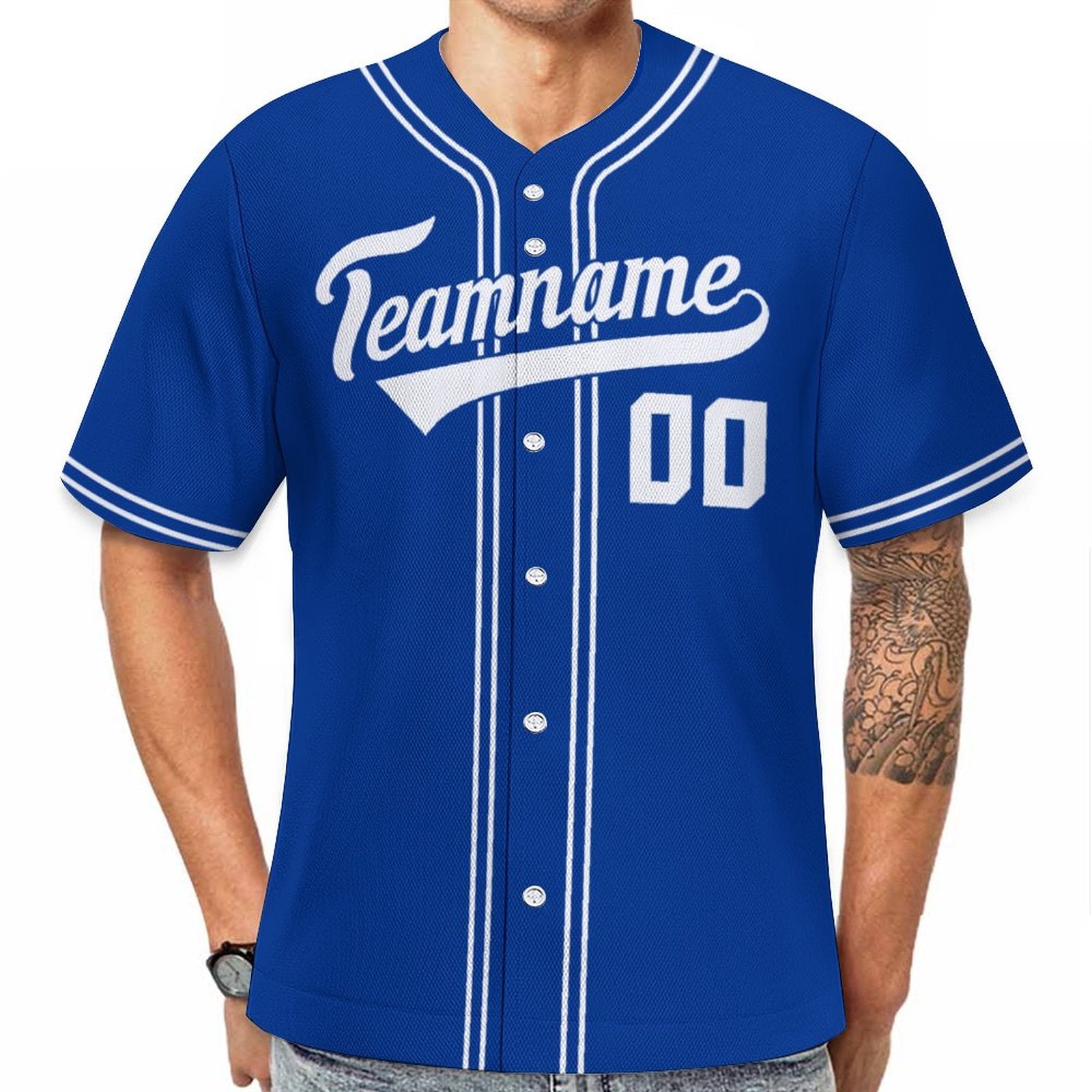 Custom Baseball Jersey with Name & Number | Royal White Breathable Team Shirt