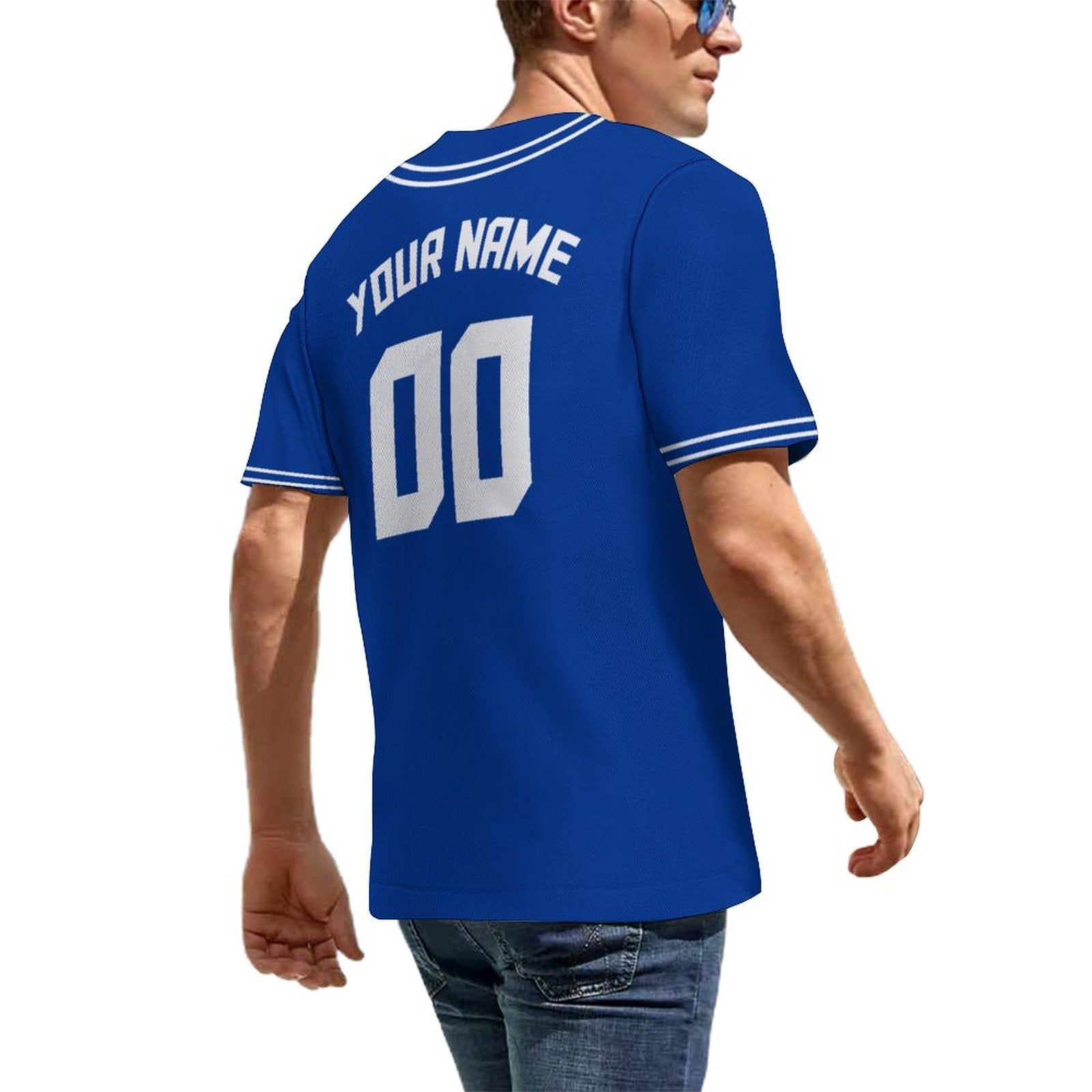 Custom Baseball Jersey with Name & Number | Royal White Breathable Team Shirt