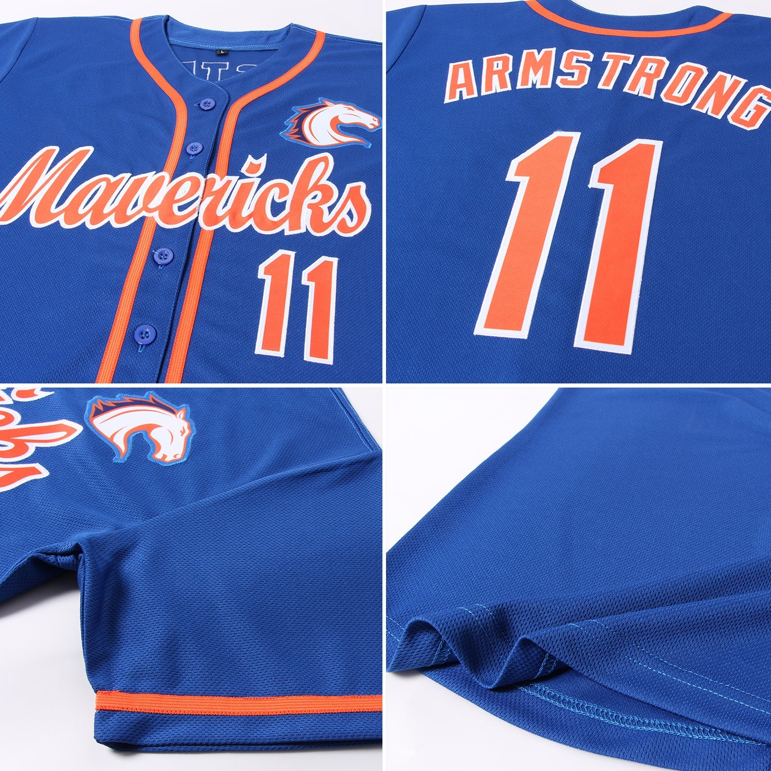 Custom Baseball Jersey with Name & Number | Pure Dark Blue Royal Orange-White Breathable Team Shirt