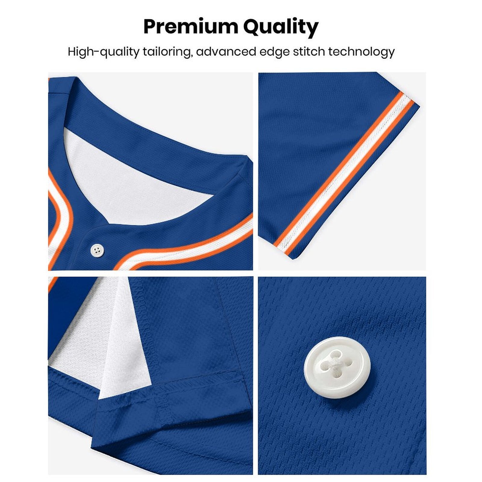 Custom Baseball Jersey with Name & Number | Pure Dark Blue Royal Orange-White Breathable Team Shirt