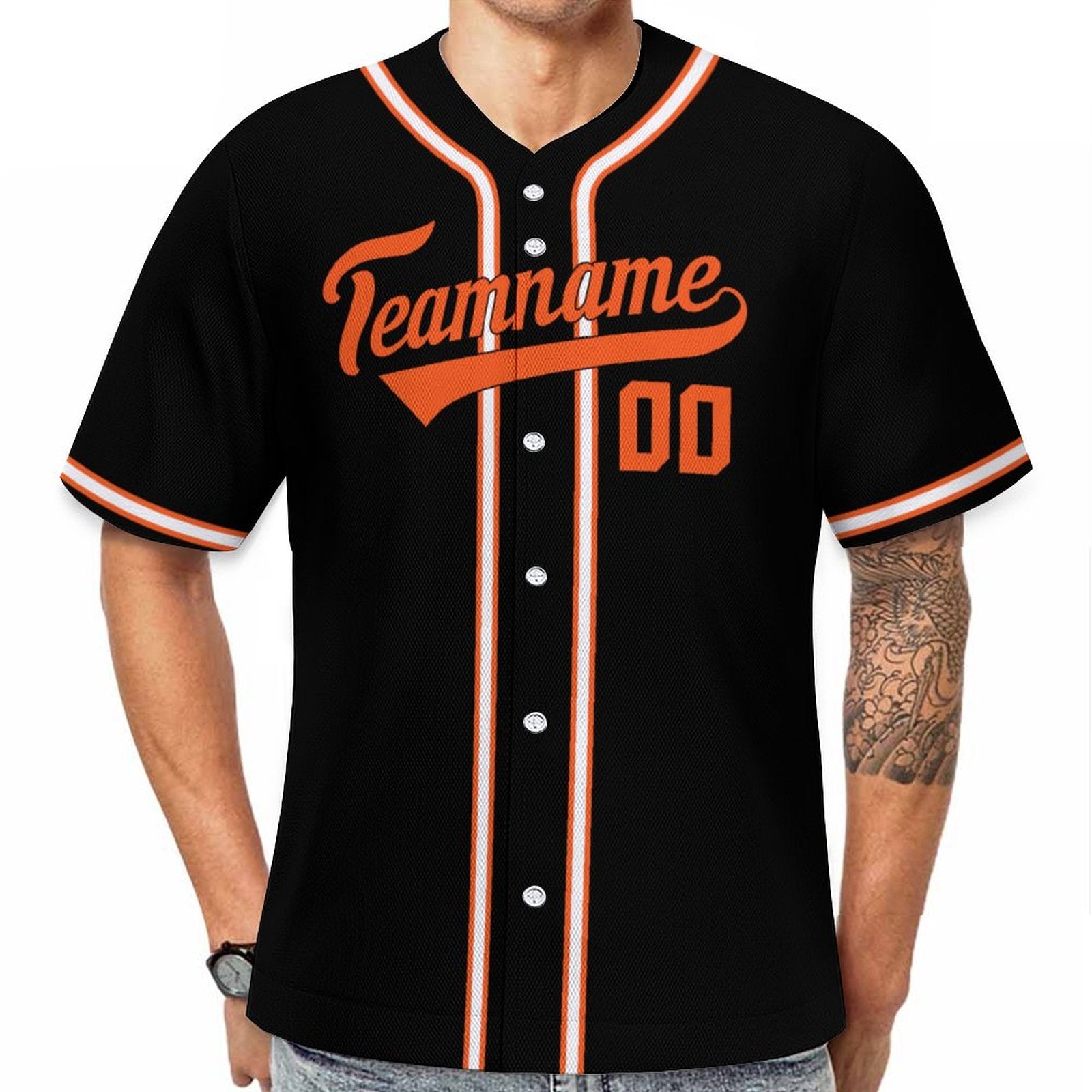 Custom Black Orange-White Baseball Jersey | Personalized Name & Number Shirt