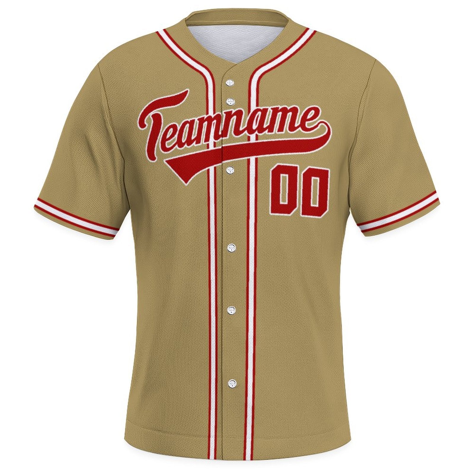 Customizable Baseball Jersey | Old Gold Red-White Personalized Name and Number Option