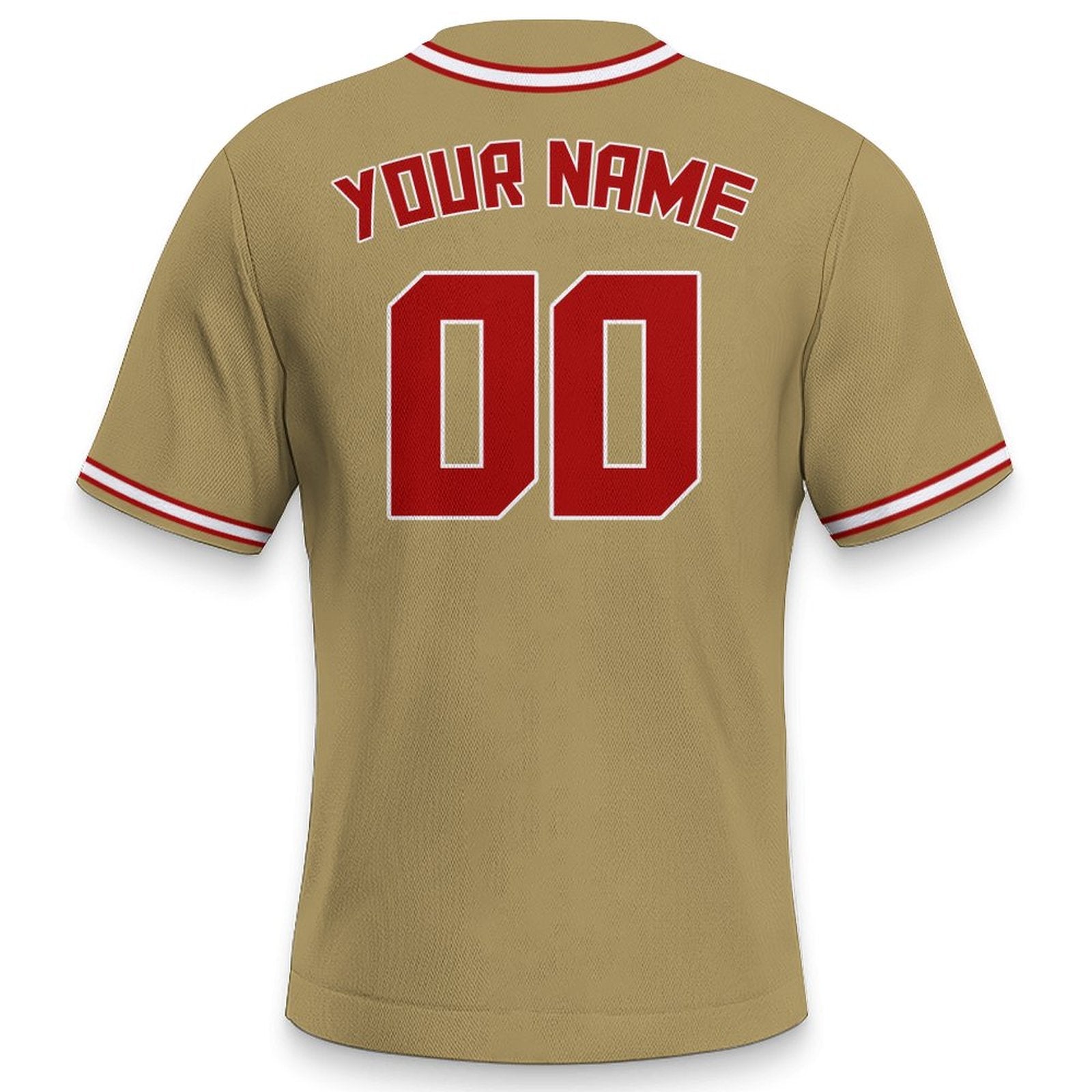 Customizable Baseball Jersey | Old Gold Red-White Personalized Name and Number Option