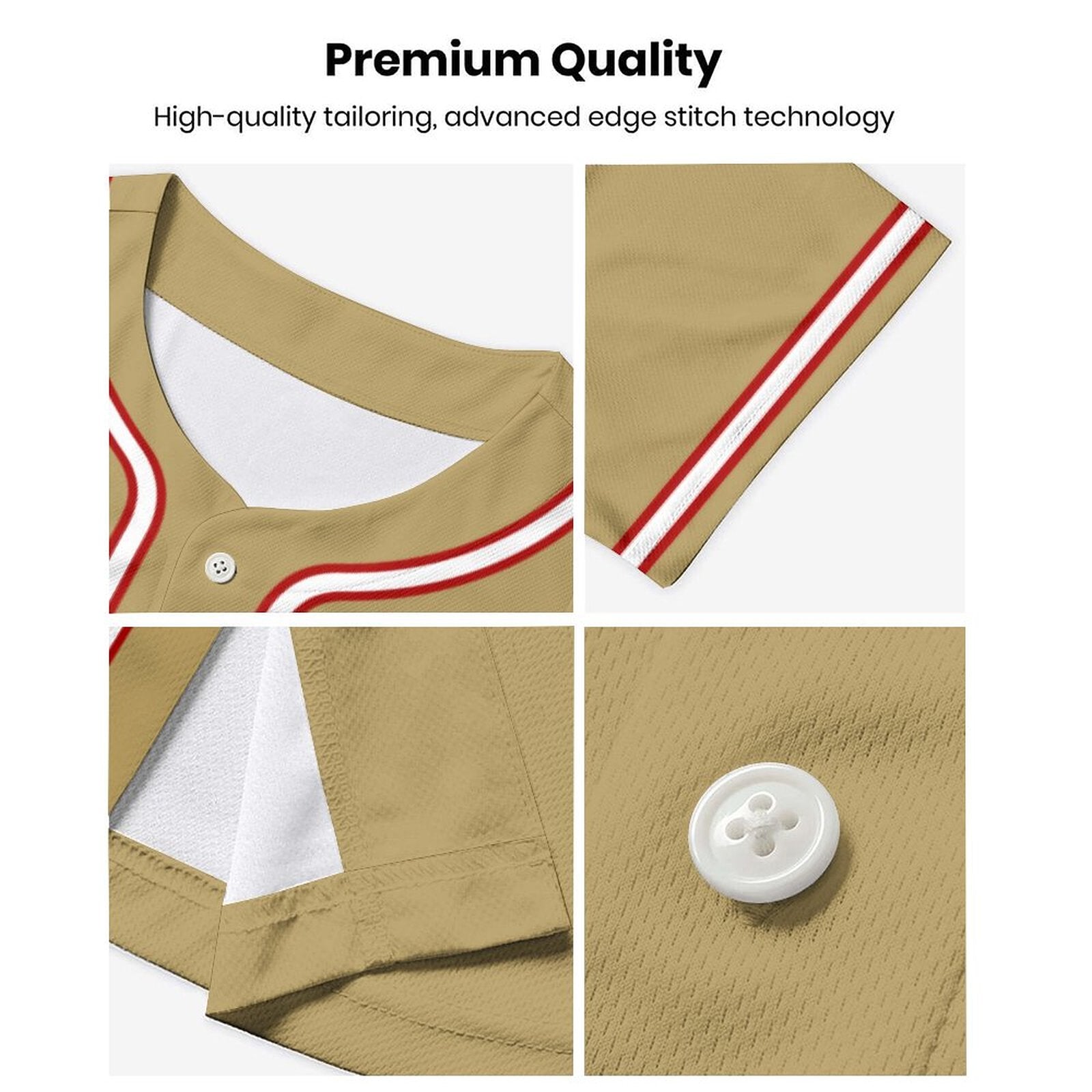 Customizable Baseball Jersey | Old Gold Red-White Personalized Name and Number Option