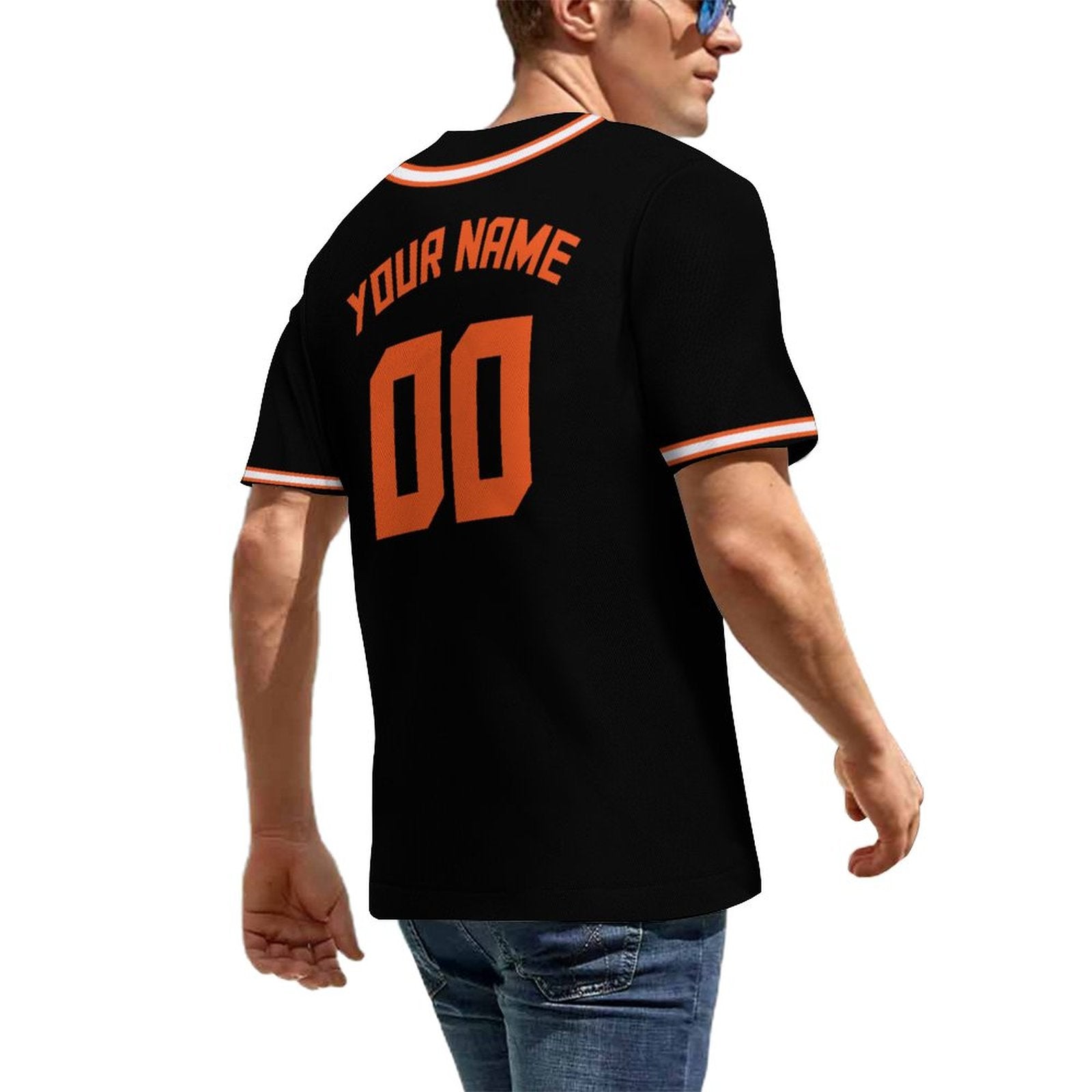Custom Black Orange-White Baseball Jersey | Personalized Name & Number Shirt