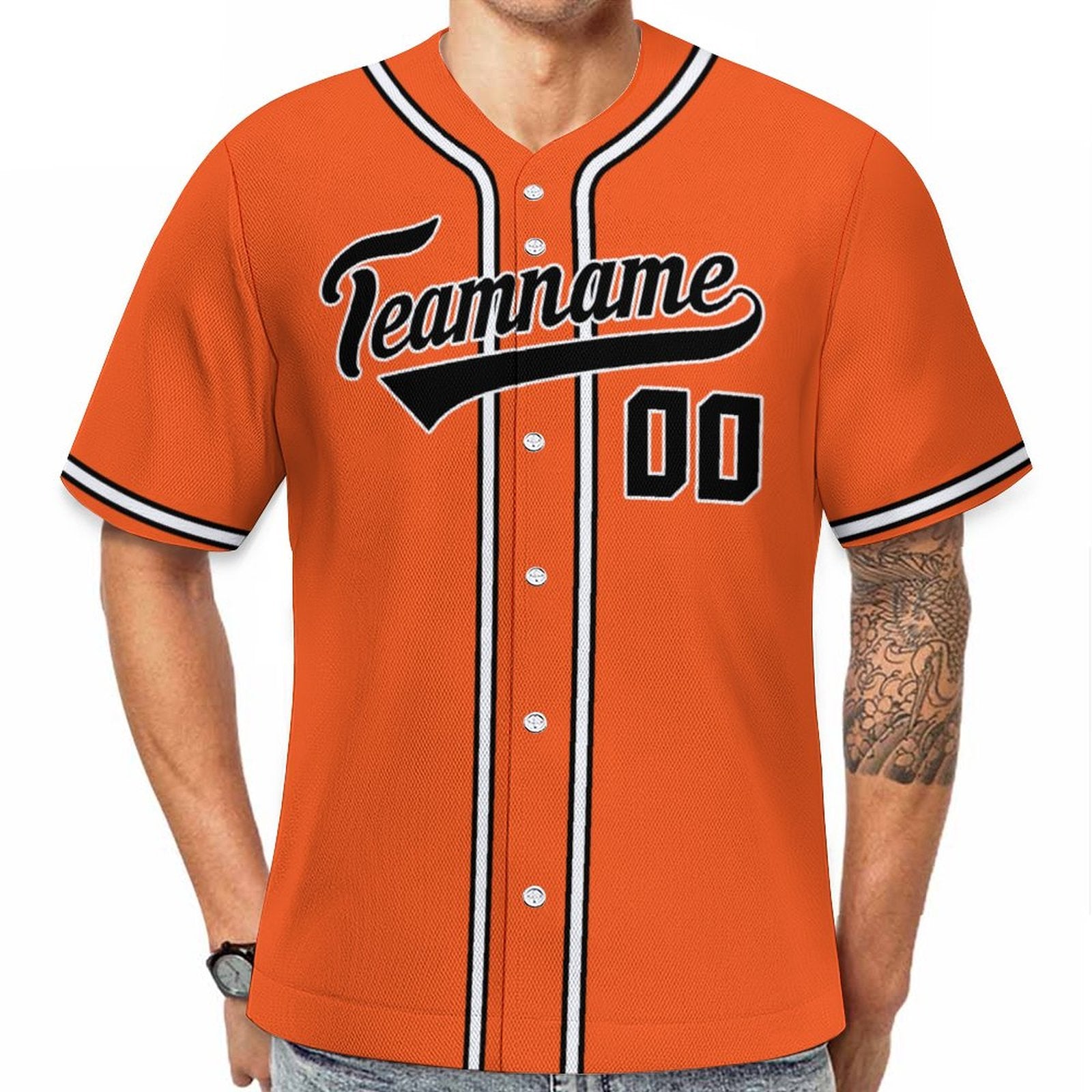 Custom Baseball Team Jersey | Orange Black-White Personalized Shirt for Practice and Play